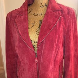 Red suede moto jacket